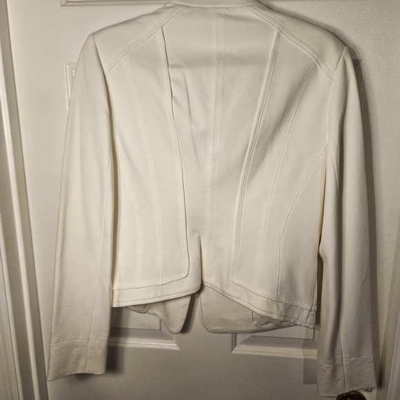 White House Black Market White Bomber Jacket with Structured Shoulders - Picture 2 of 12